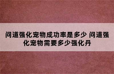 问道强化宠物成功率是多少 问道强化宠物需要多少强化丹